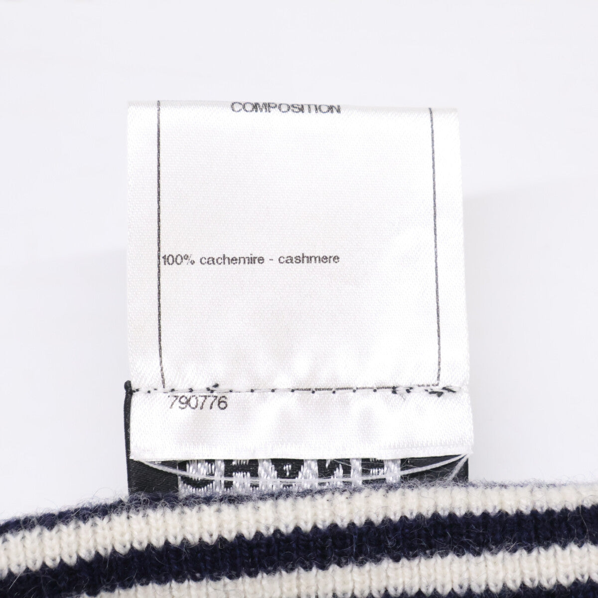 CHANEL シャネル 【国内正規】P37477K02472 ボーダー チェーンココマークボタン カシミヤ100％ ボートネック ニットセーター トップス