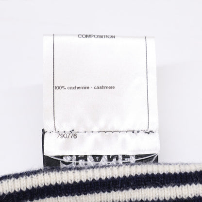 CHANEL シャネル 【国内正規】P37477K02472 ボーダー チェーンココマークボタン カシミヤ100％ ボートネック ニットセーター トップス