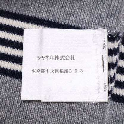 CHANEL シャネル 【国内正規】P37477K02472 ボーダー チェーンココマークボタン カシミヤ100％ ボートネック ニットセーター トップス