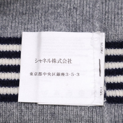 CHANEL シャネル 【国内正規】P37477K02472 ボーダー チェーンココマークボタン カシミヤ100％ ボートネック ニットセーター トップス