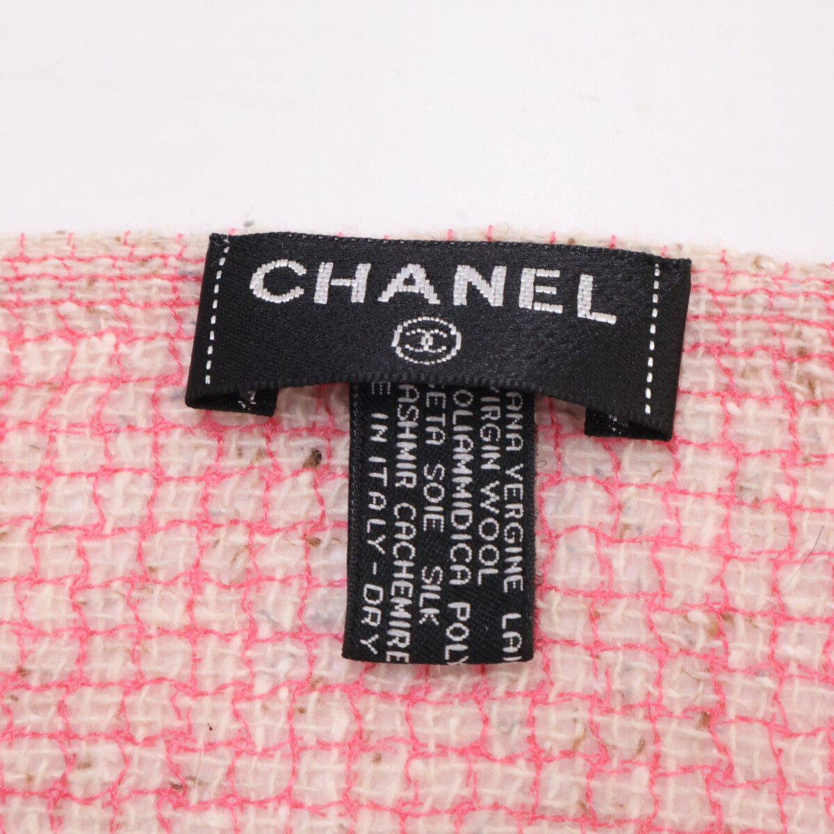 CHANEL Coco Mark embroidered wool/cashmere/silk stole