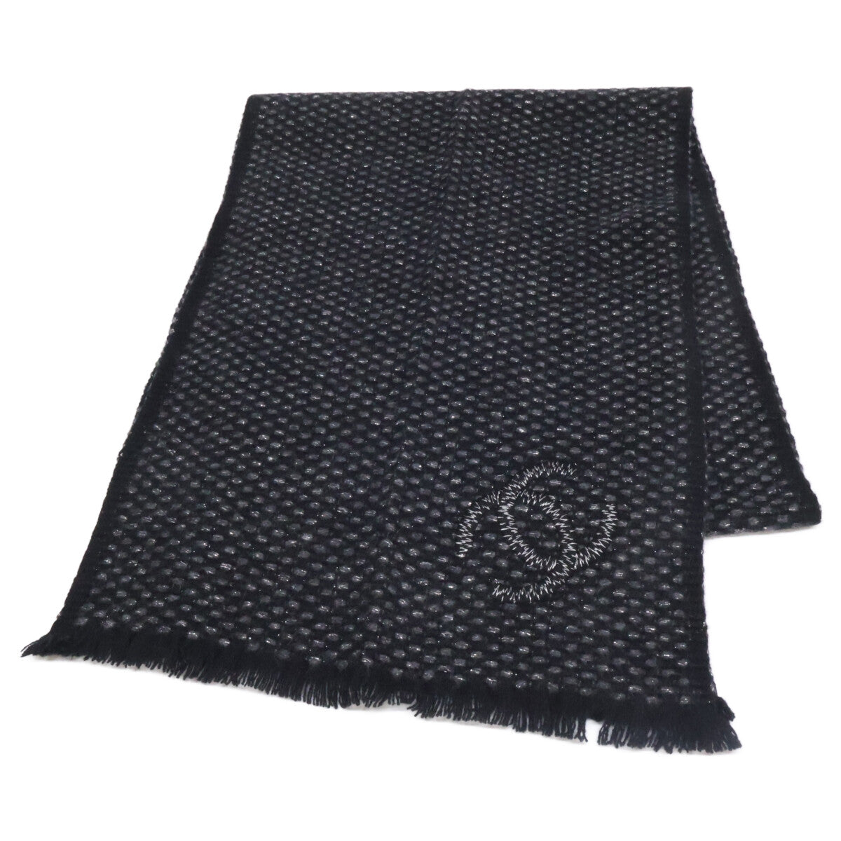 CHANEL シャネル ココマーク刺繍 ラメ カシミヤ ストール