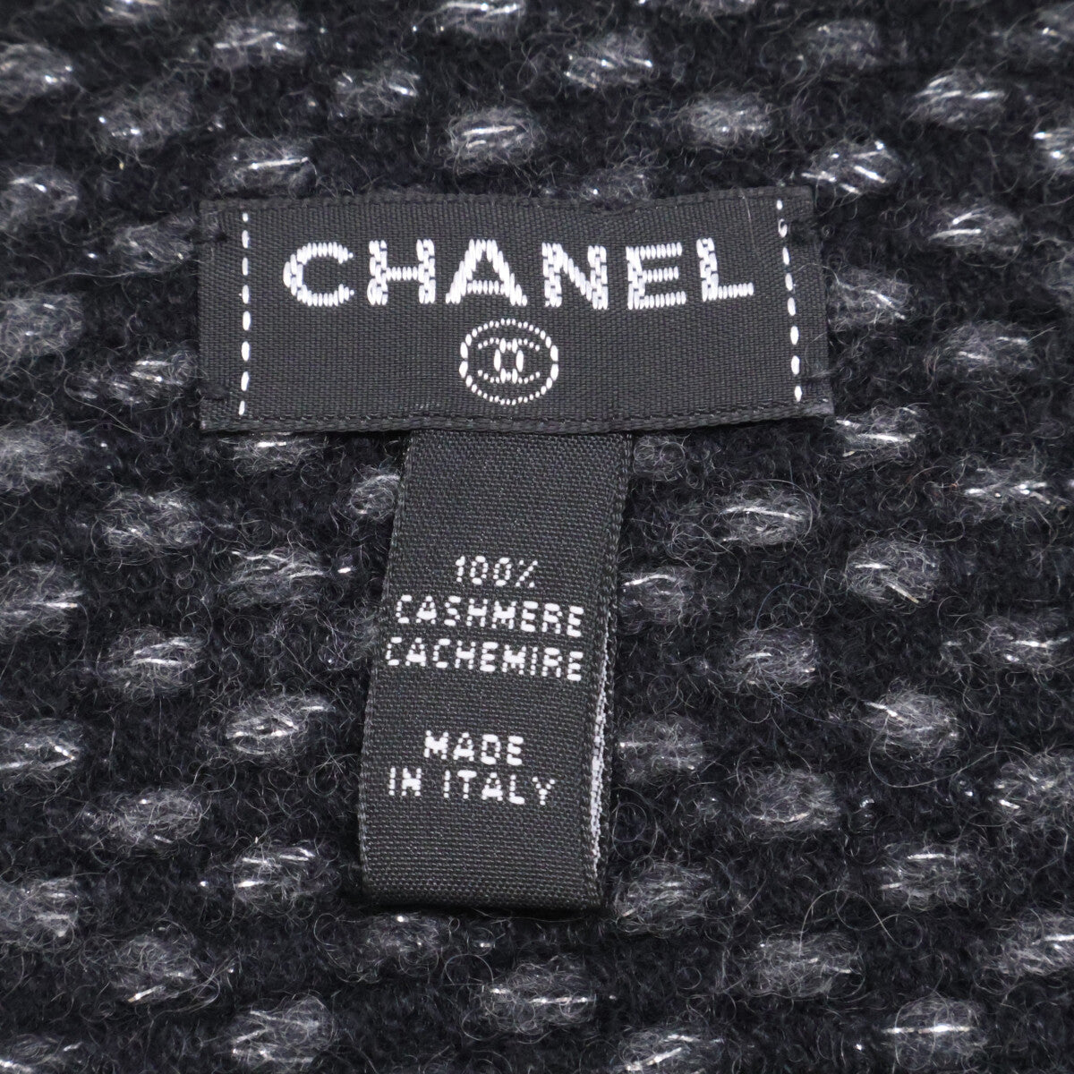 CHANEL シャネル ココマーク刺繍 ラメ カシミヤ ストール