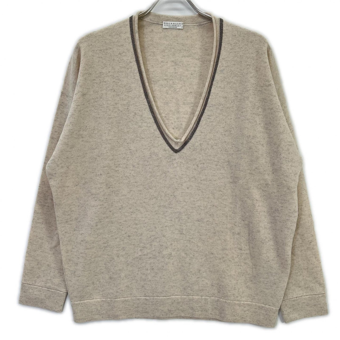 BRUNELLO CUCINELLI ブルネロクチネリ モニーレ装飾 Vネック カシミヤ ニット トップス