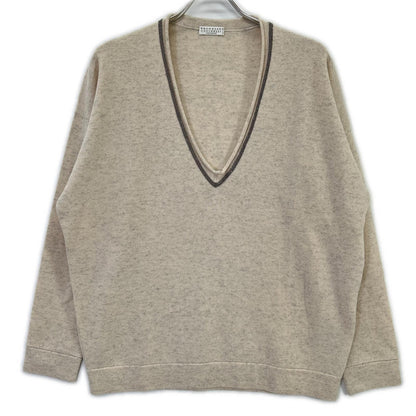 BRUNELLO CUCINELLI ブルネロクチネリ モニーレ装飾 Vネック カシミヤ ニット トップス