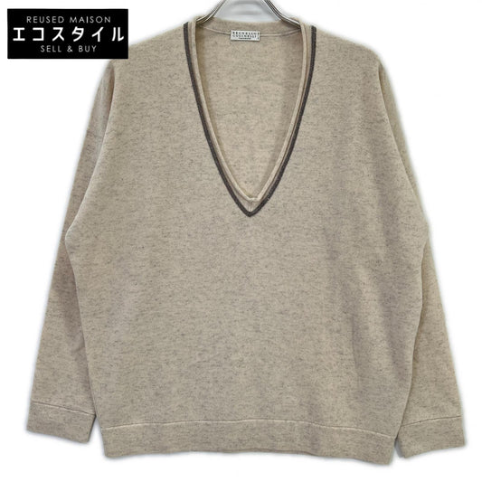 BRUNELLO CUCINELLI ブルネロクチネリ モニーレ装飾 Vネック カシミヤ ニット トップス