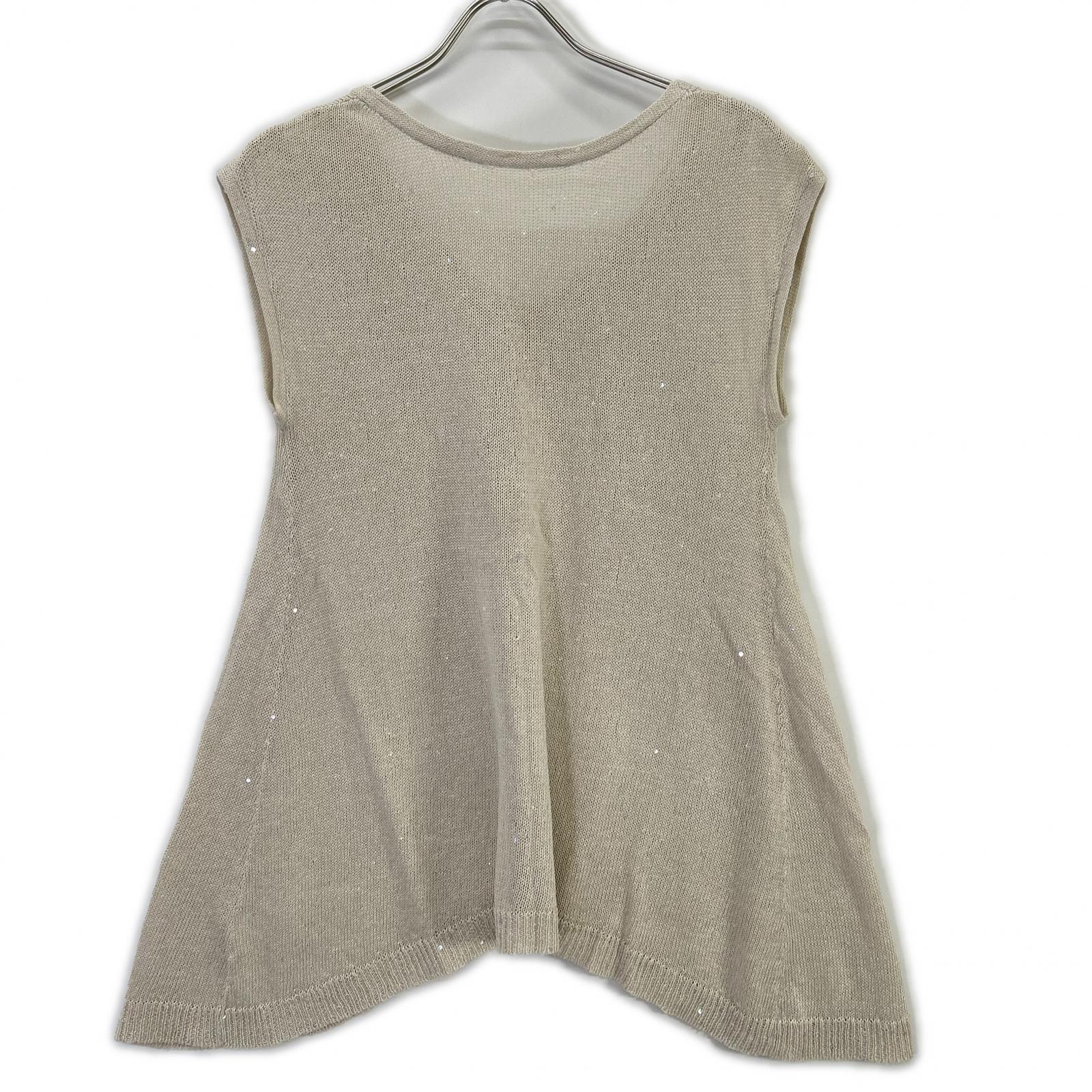 BRUNELLO CUCINELLI ブルネロクチネリ リネン×シルク スパンコール ノースリーブ ニット トップス