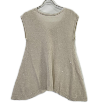 BRUNELLO CUCINELLI ブルネロクチネリ リネン×シルク スパンコール ノースリーブ ニット トップス