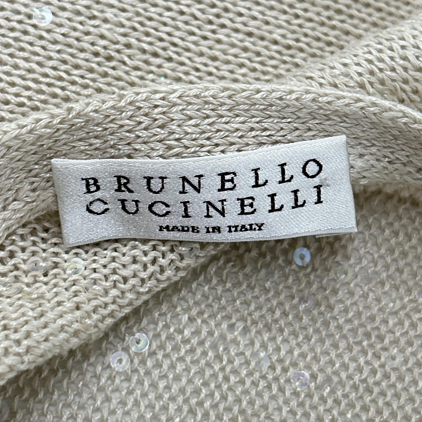 BRUNELLO CUCINELLI ブルネロクチネリ リネン×シルク スパンコール ノースリーブ ニット トップス
