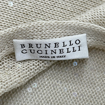 BRUNELLO CUCINELLI ブルネロクチネリ リネン×シルク スパンコール ノースリーブ ニット トップス