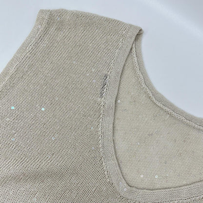 BRUNELLO CUCINELLI ブルネロクチネリ リネン×シルク スパンコール ノースリーブ ニット トップス