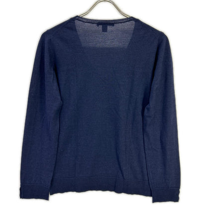 LOUIS VUITTON Louis Vuitton navy gold-button cashmere-blend wool V-neck knit top tops