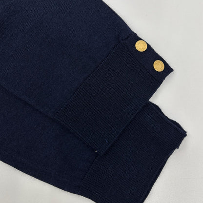 LOUIS VUITTON Louis Vuitton navy gold-button cashmere-blend wool V-neck knit top tops