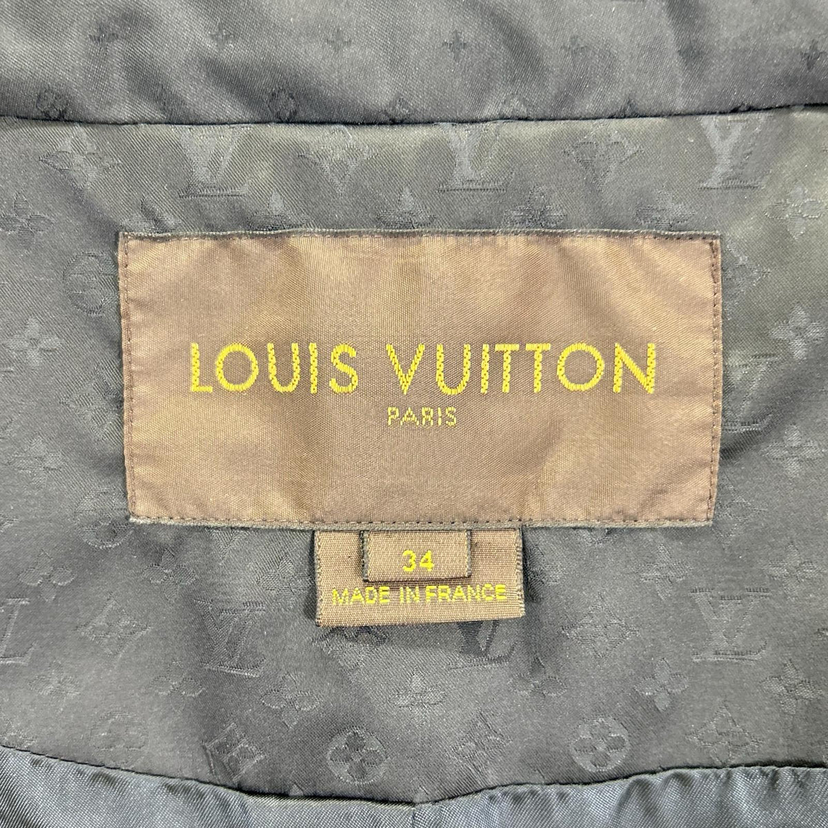 LOUIS VUITTON 2009 Black monogram-pattern belted half trench coat Coat