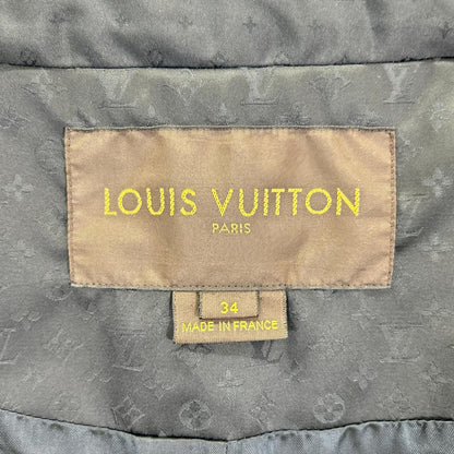 LOUIS VUITTON 2009 Black monogram-pattern belted half trench coat Coat