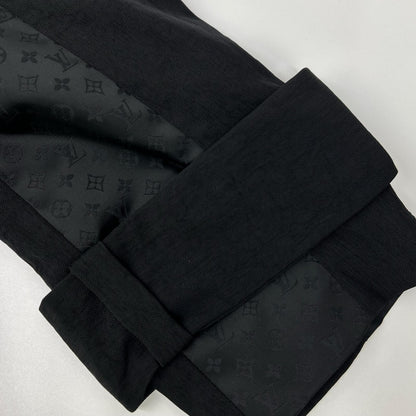 LOUIS VUITTON 2009 Black monogram-pattern belted half trench coat Coat