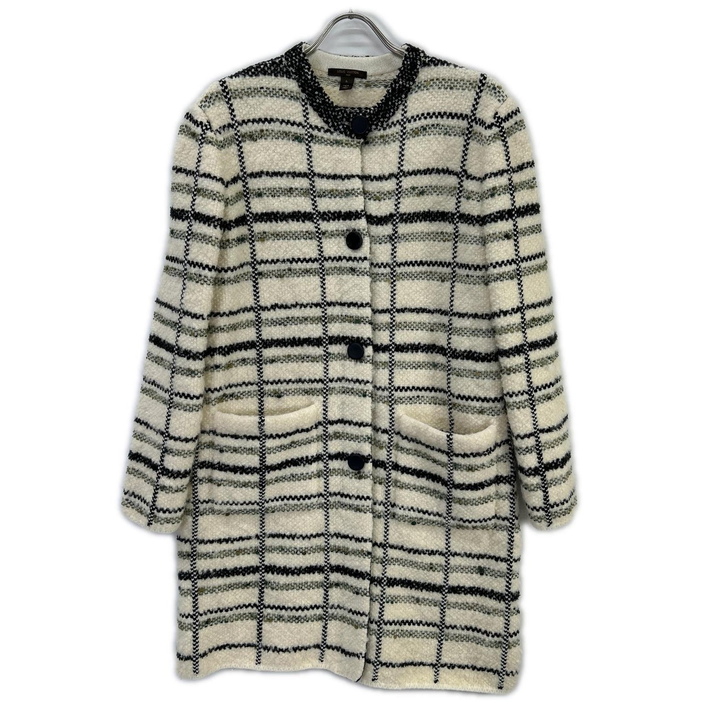 LOUIS VUITTON ルイヴィトン 16年製 FAKC11 ツイード ノーカラーコート コート