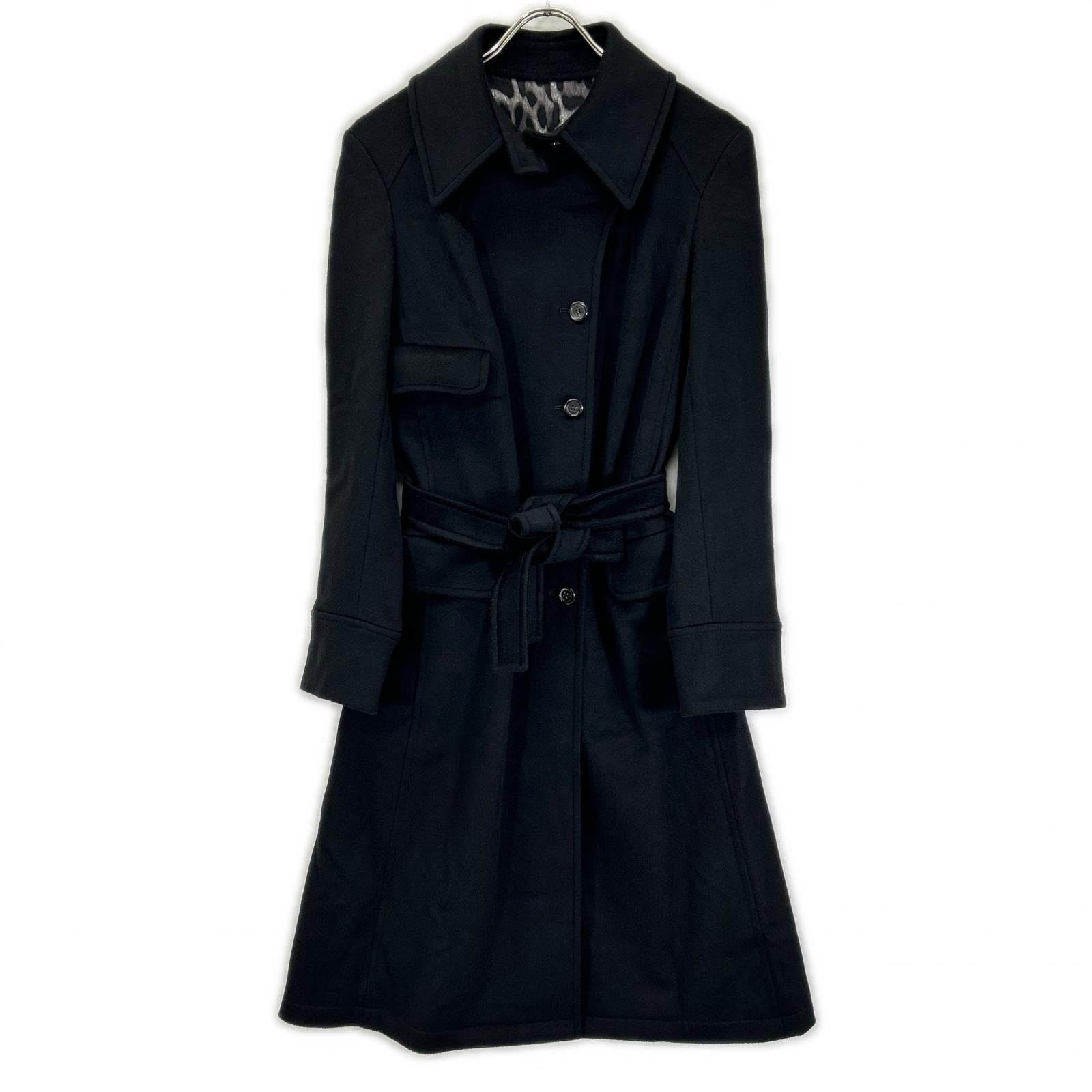YvesSaintLaurent イヴサンローラン 09年製 223411 ブラック ウール ベルト付き ロングコート コート