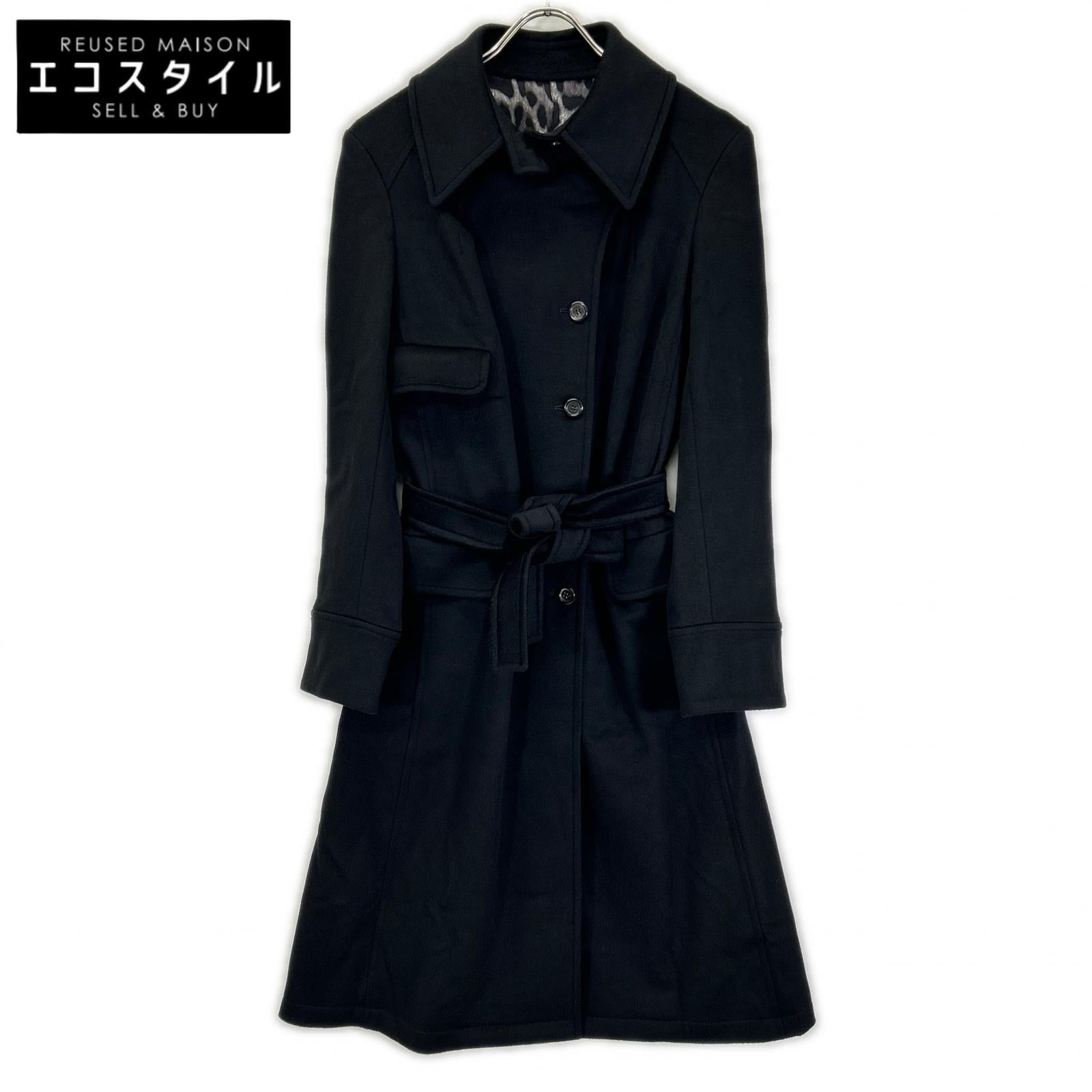 YvesSaintLaurent イヴサンローラン 09年製 223411 ブラック ウール ベルト付き ロングコート コート