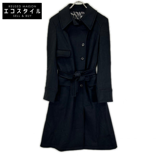 YvesSaintLaurent イヴサンローラン 09年製 223411 ブラック ウール ベルト付き ロングコート コート