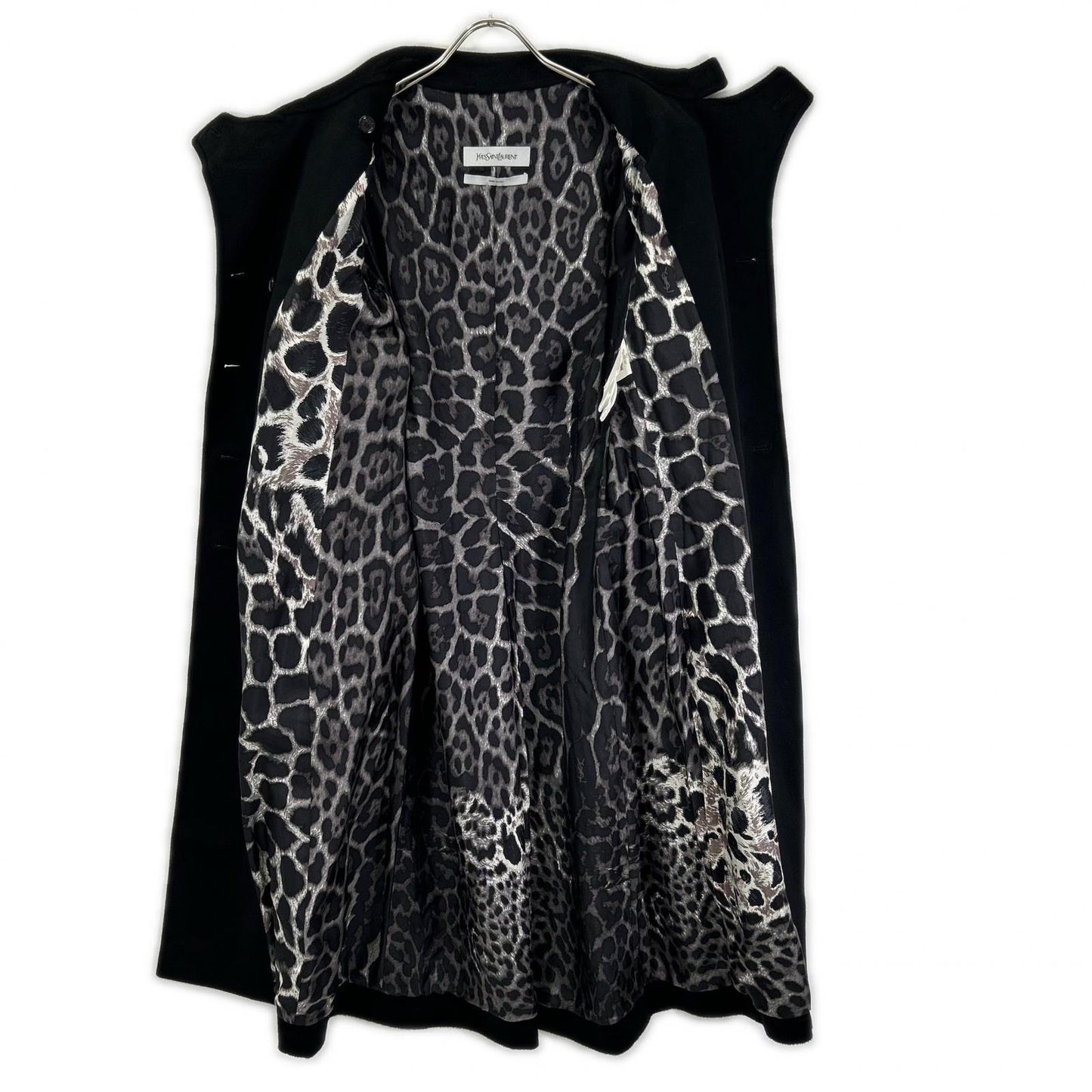 YvesSaintLaurent イヴサンローラン 09年製 223411 ブラック ウール ベルト付き ロングコート コート