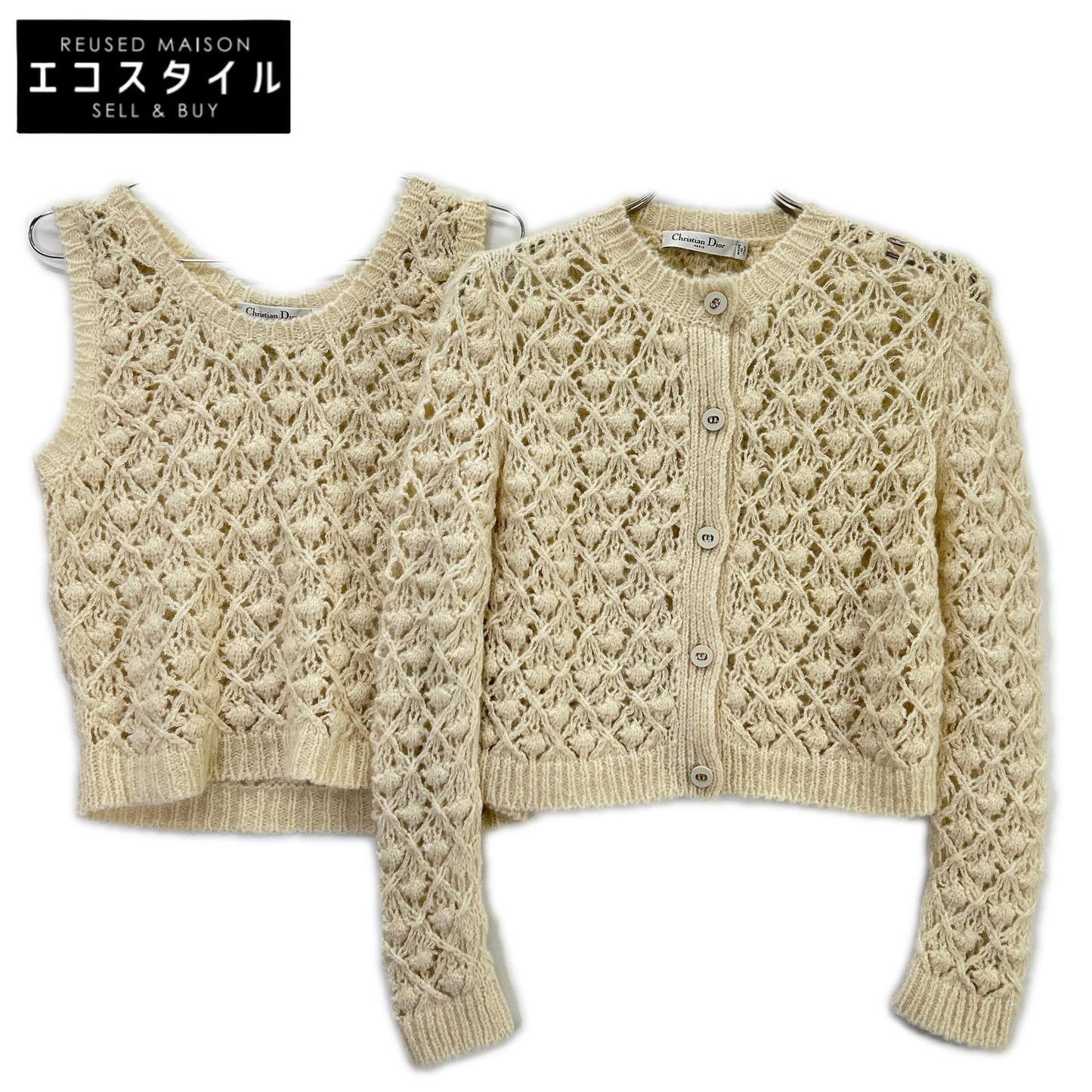 DIOR ディオール 314W02AM404 カシミヤ×シルク レース刺繍 アンサンブル ニット トップス