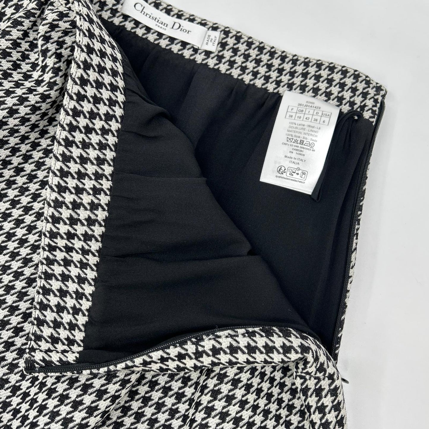 DIOR ディオール 351J01A1423 千鳥格子 ミモレ スカート スカート