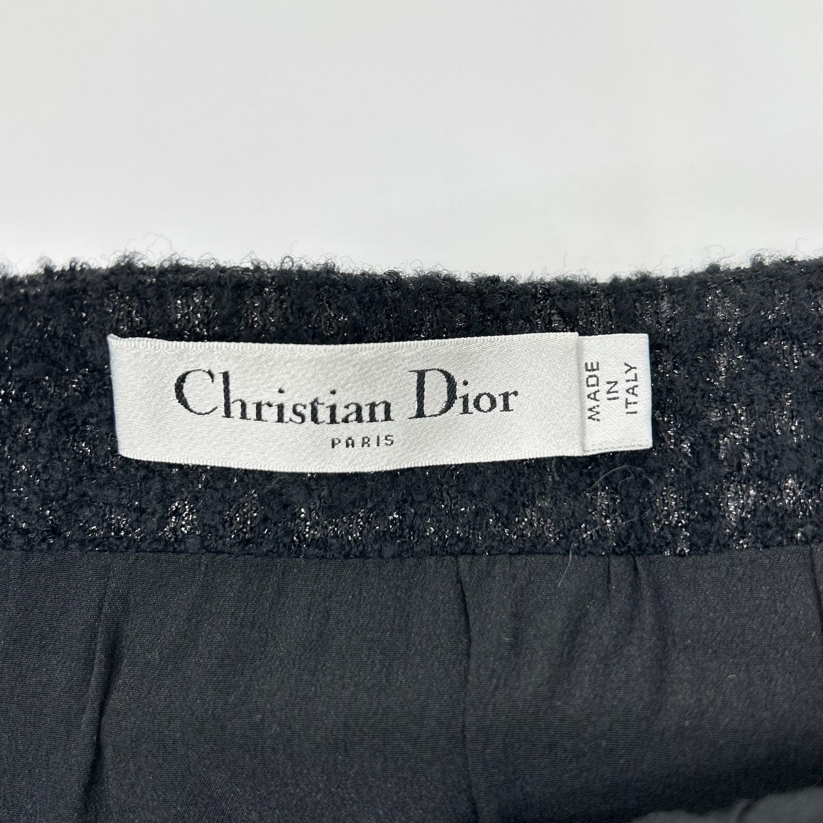 DIOR ディオール 351J01A1395 ブラック ラメ ツイード ミモレ スカート スカート