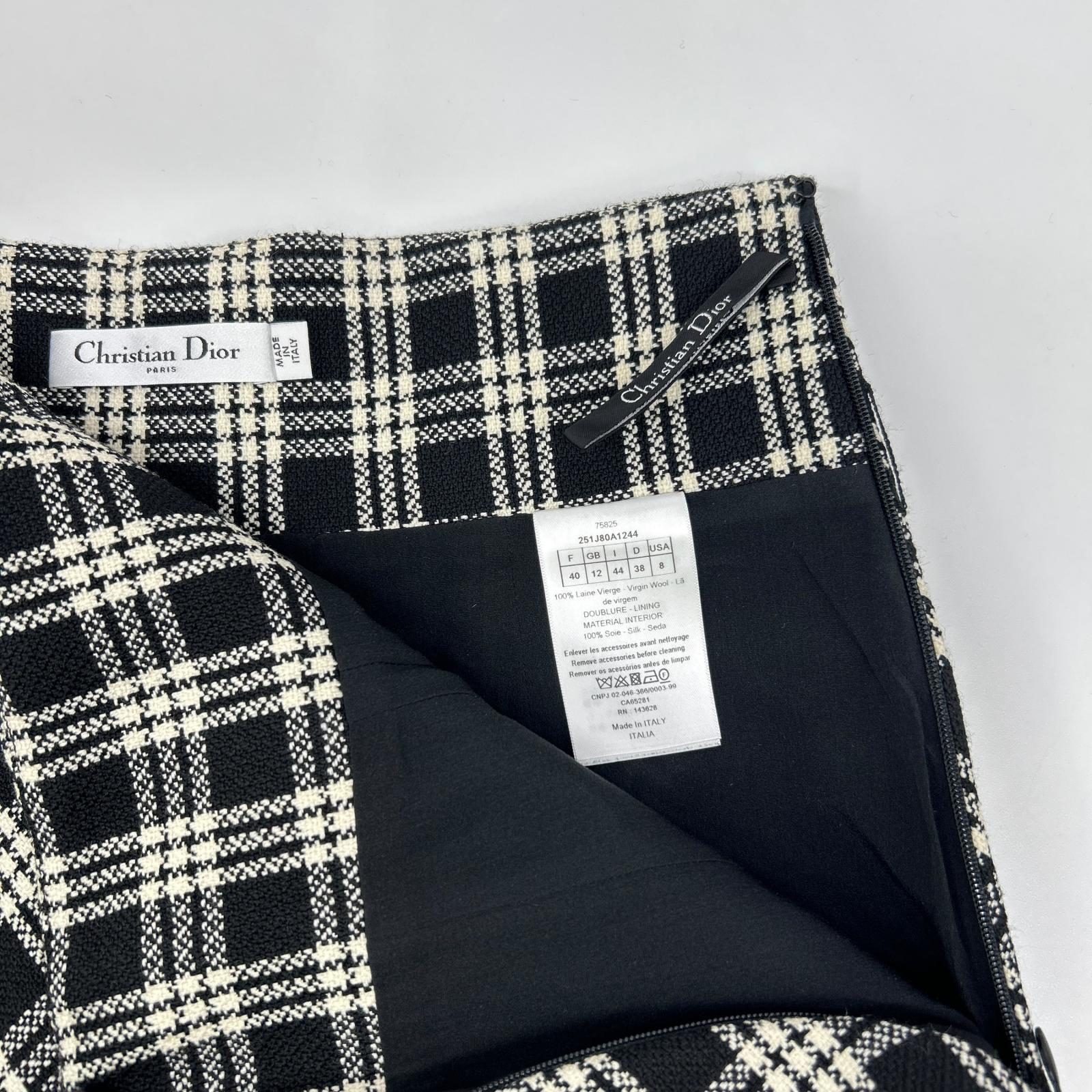 DIOR ディオール 251J80A1244 チェック柄 ベルテッド ツイード ミニスカート スカート