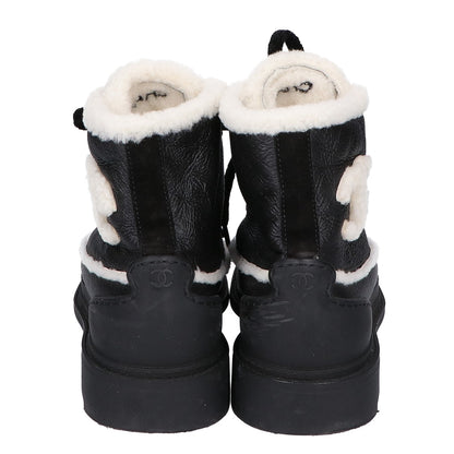 CHANEL シャネル G36830 ココマーク ムートンボア ショートブーツ シューズ