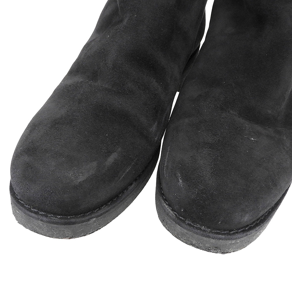HERMES shearling long boots shoes women’s black shoes