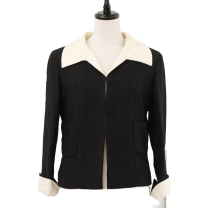 CHANEL Chanel [Excellent condition/Domestic authentic] 09P P35514W04308 tweed jacket with CC-logo buttons and linen blend jacket