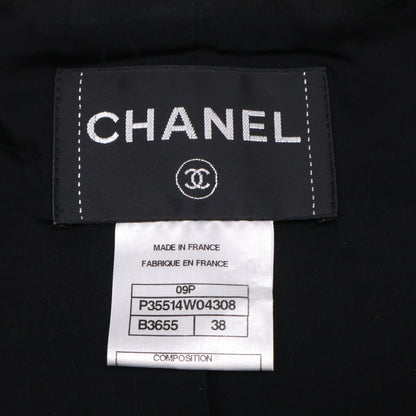 CHANEL Chanel [Excellent condition/Domestic authentic] 09P P35514W04308 tweed jacket with CC-logo buttons and linen blend jacket