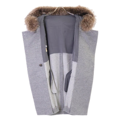 BRUNELLO CUCINELLI ブルネロクチネリ 美品 モニーレ装飾 ファー付き カシミヤ ダブルブレスト フーデッドコート コート