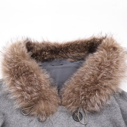 BRUNELLO CUCINELLI ブルネロクチネリ 美品 モニーレ装飾 ファー付き カシミヤ ダブルブレスト フーデッドコート コート