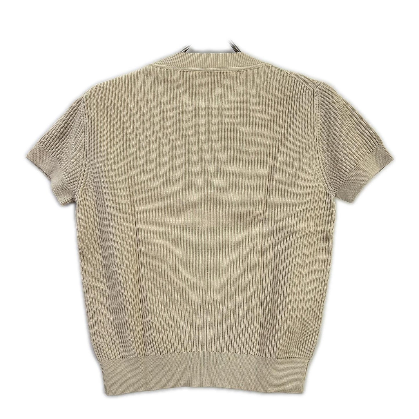 HERMES エルメス 23ss　3E2605D6 チェーン装飾 シルク混 半袖リブニット トップス
