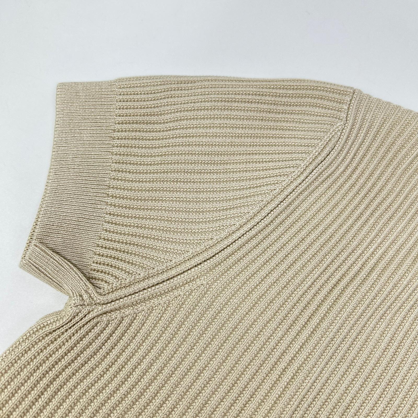 HERMES エルメス 23ss　3E2605D6 チェーン装飾 シルク混 半袖リブニット トップス