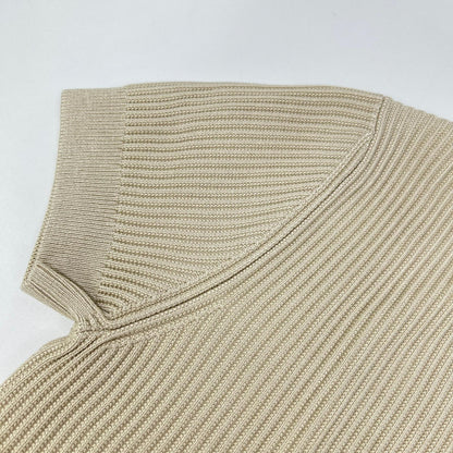 HERMES エルメス 23ss　3E2605D6 チェーン装飾 シルク混 半袖リブニット トップス