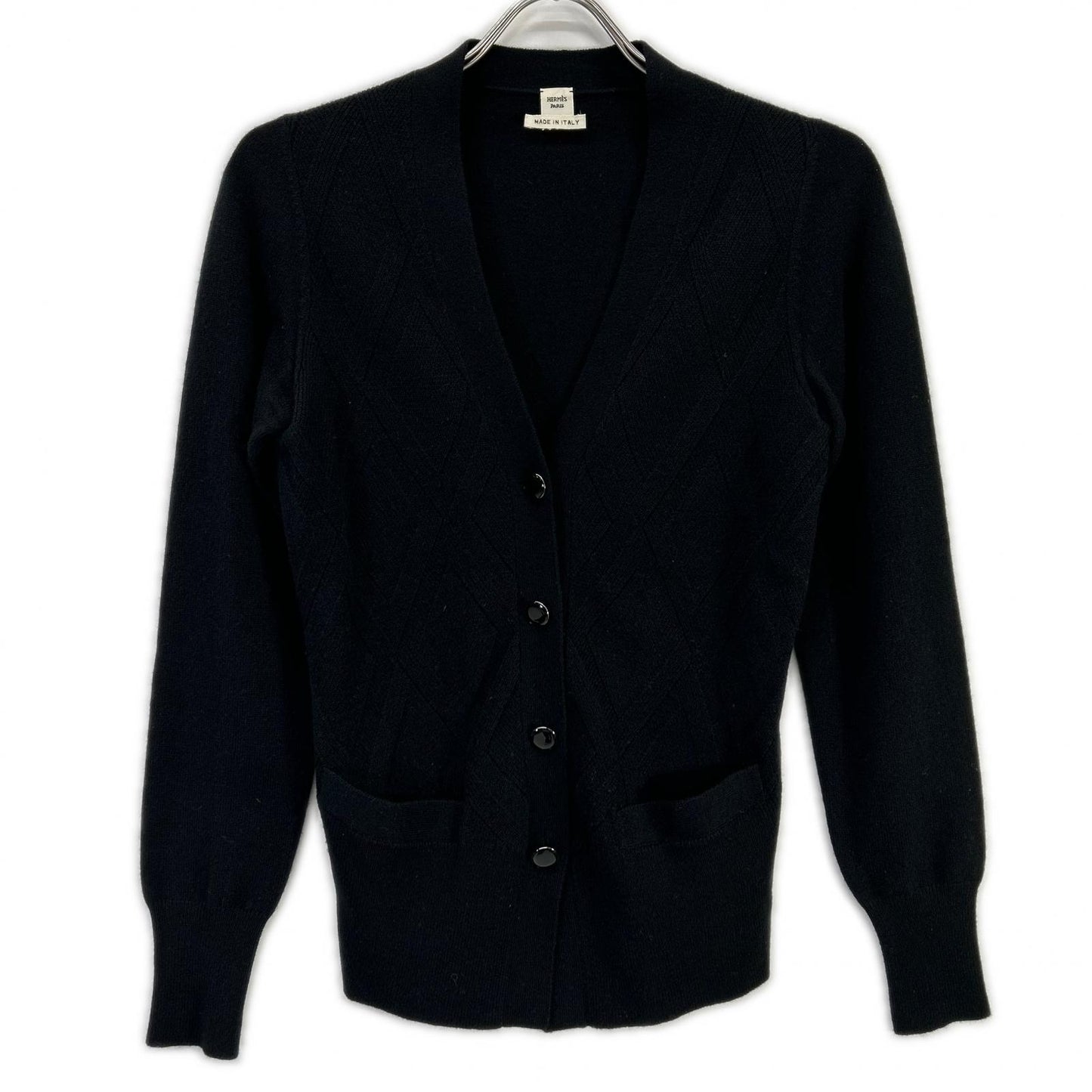 HERMES エルメス Black Cashmere Cardigan Tops
