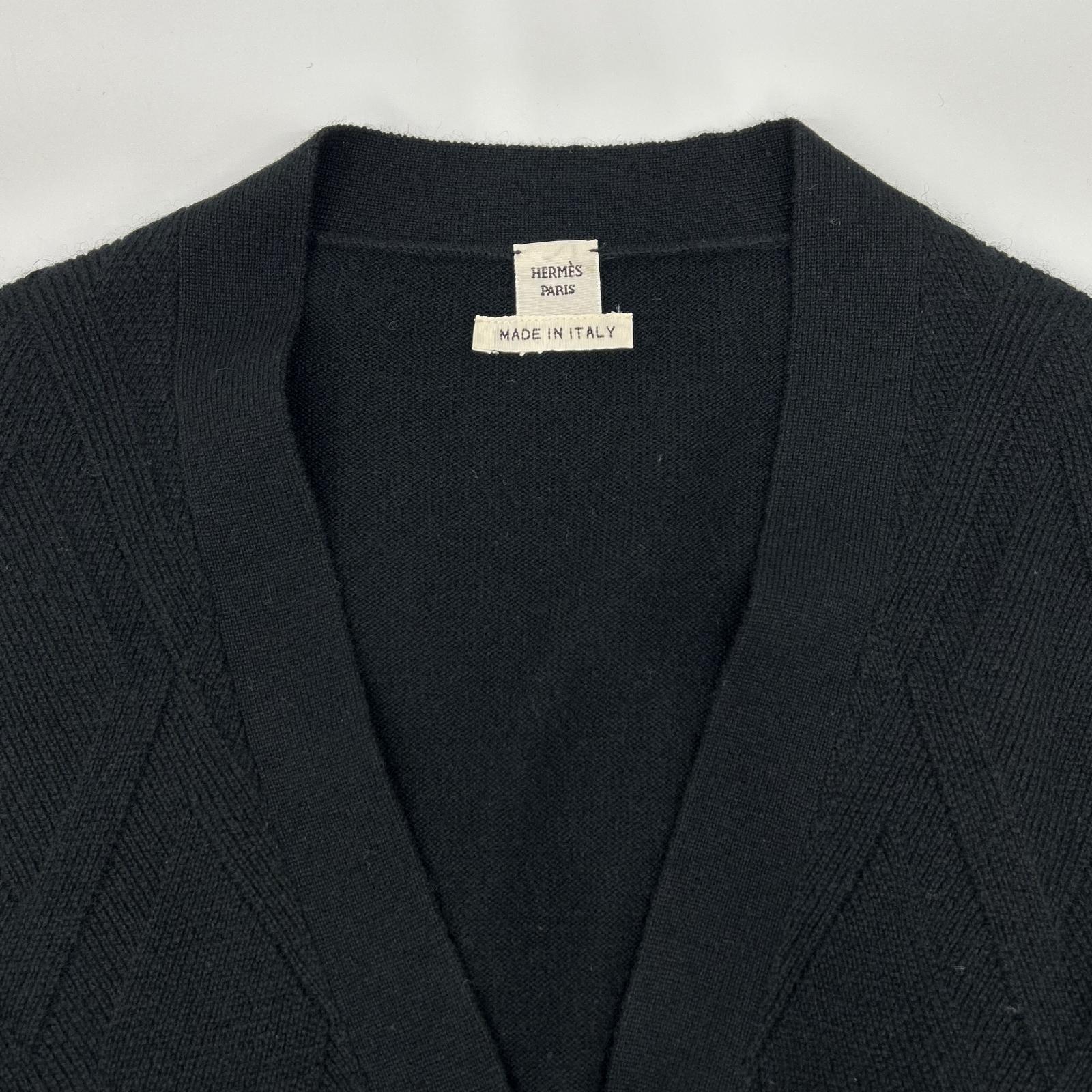 HERMES エルメス ブラック カシミヤ カーディガン トップス
