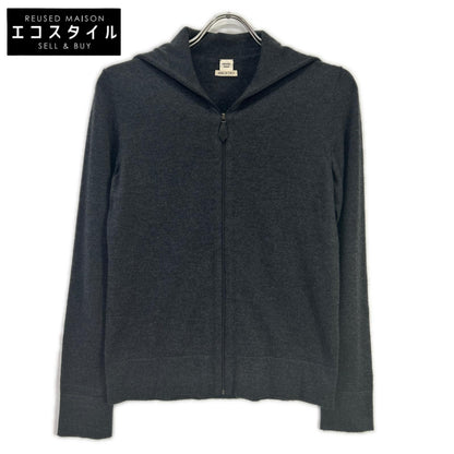 HERMES エルメス グレー カシミヤ ジップ ニット トップス