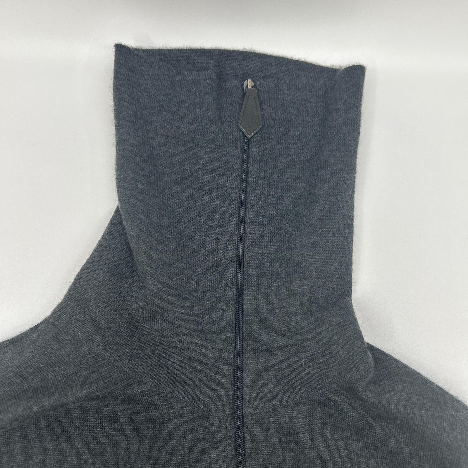 HERMES エルメス グレー カシミヤ ジップ ニット トップス
