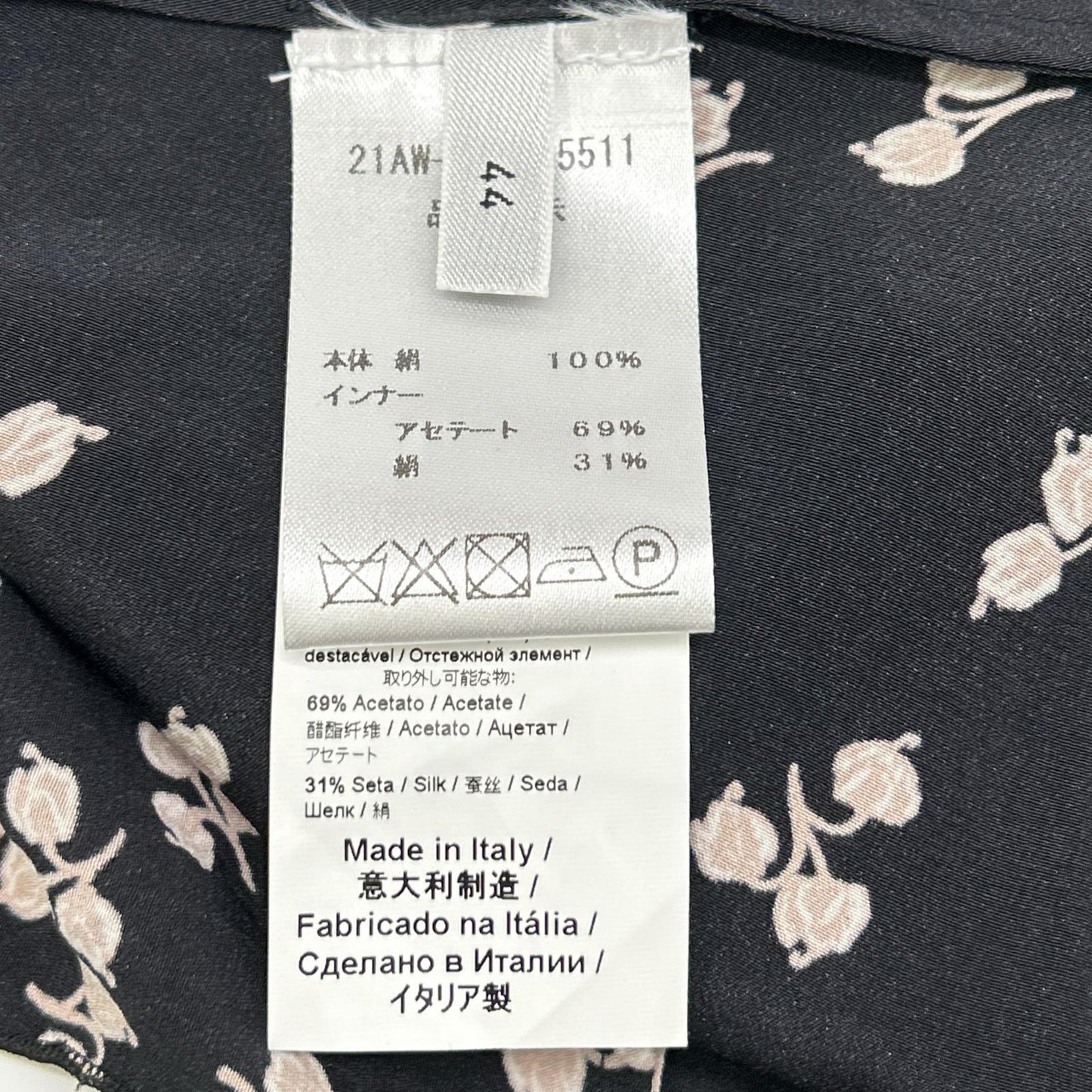 N゜21 ヌメロ ヴェントゥーノ ブラック 花柄 シルク ワンピース ペチコート付き ワンピース