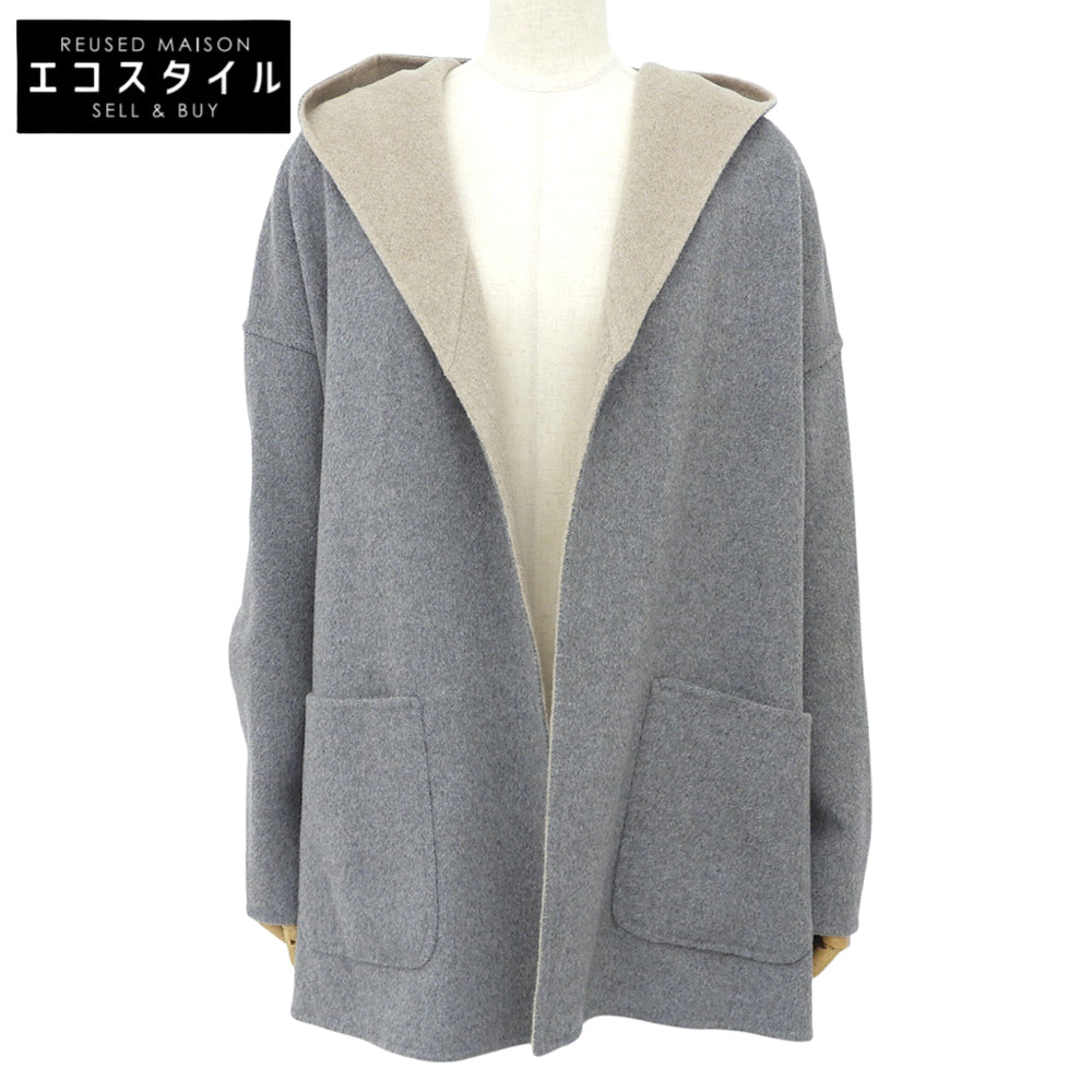 JET John Eshaya ジェット リバーシブル カシミヤ フーテッドコート レディース グレー×ベージュ 4 コート