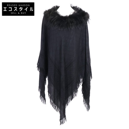 GUCCI GG-Pattern Wool x Silk Poncho with Fur Jacket