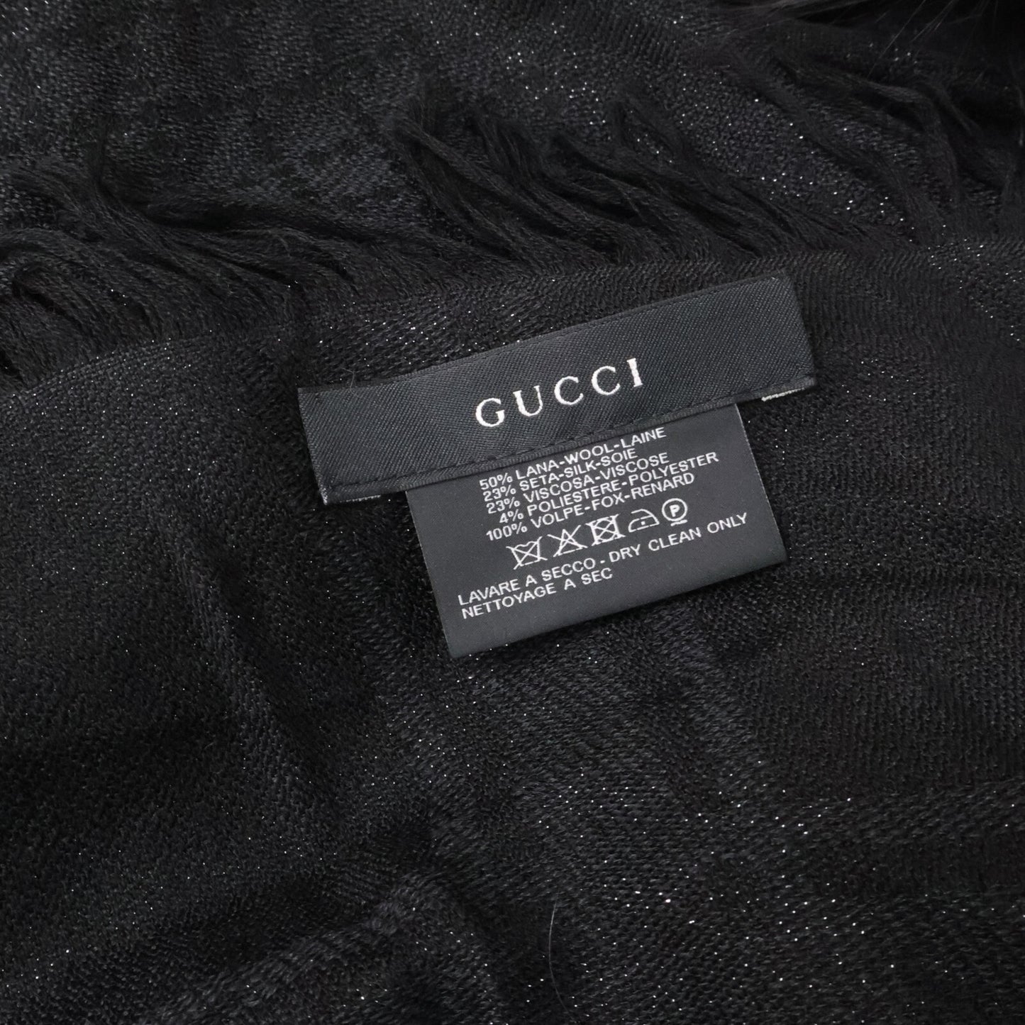 GUCCI GG-Pattern Wool x Silk Poncho with Fur Jacket