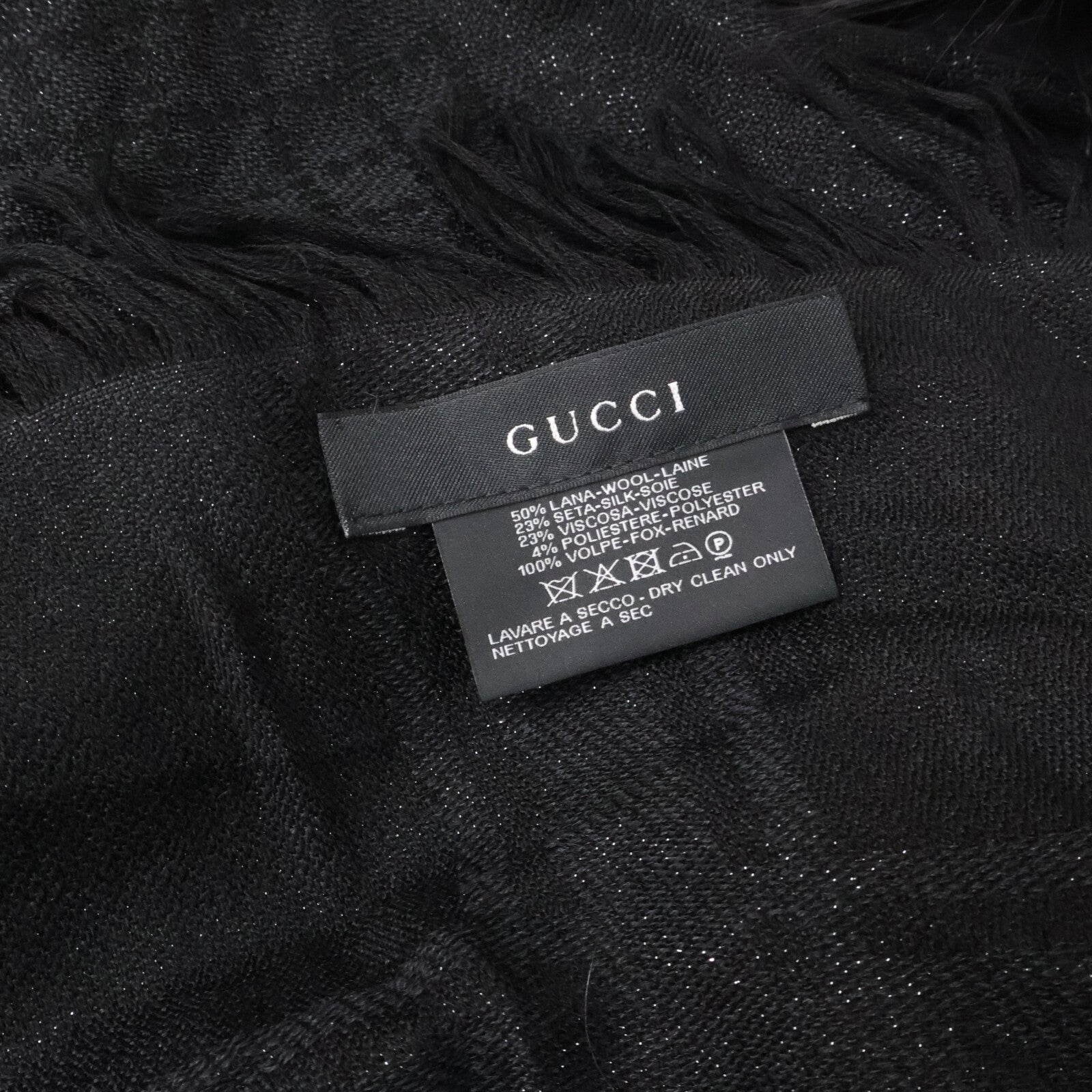 GUCCI GG-Pattern Wool x Silk Poncho with Fur Jacket