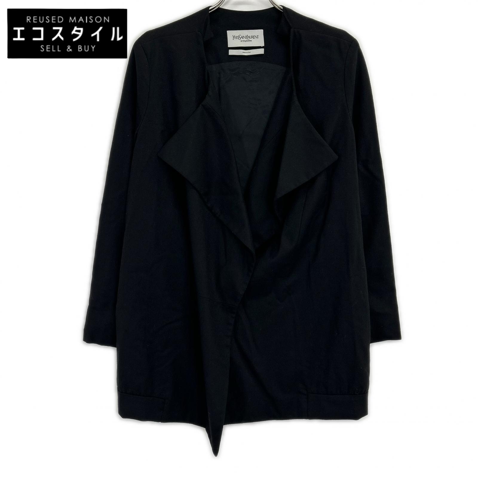 YvesSaintLaurent イヴサンローラン 06年製 168424 ブラック 前フック ノーカラー コート コート