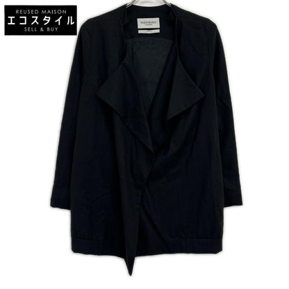 YvesSaintLaurent イヴサンローラン 06年製 168424 ブラック 前フック ノーカラー コート コート