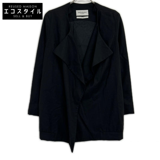 YvesSaintLaurent イヴサンローラン 06年製 168424 ブラック 前フック ノーカラー コート コート